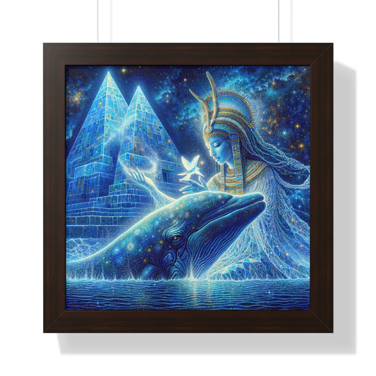 Blue Whale and Goddess of Star-Framed  Poster