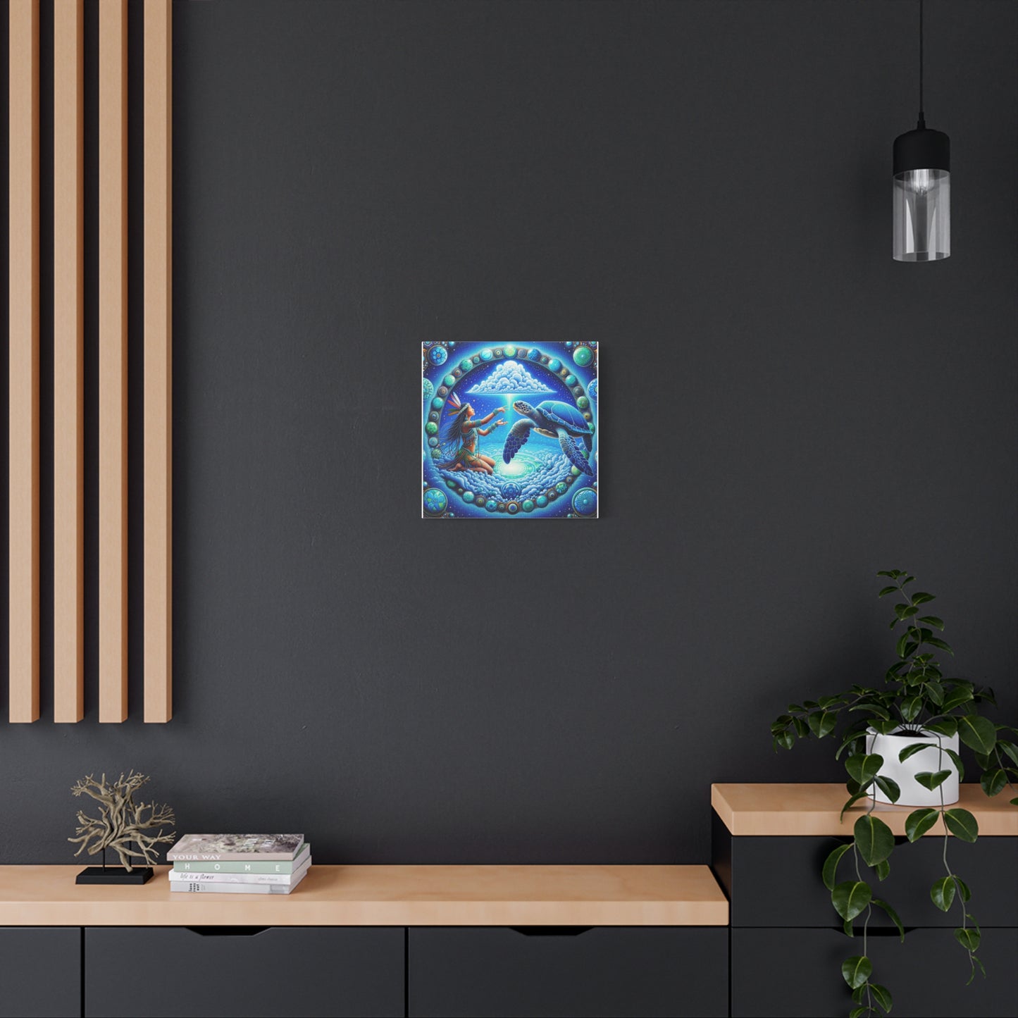 Sky Woman and Turtle-Stretched Matte Canvas Art