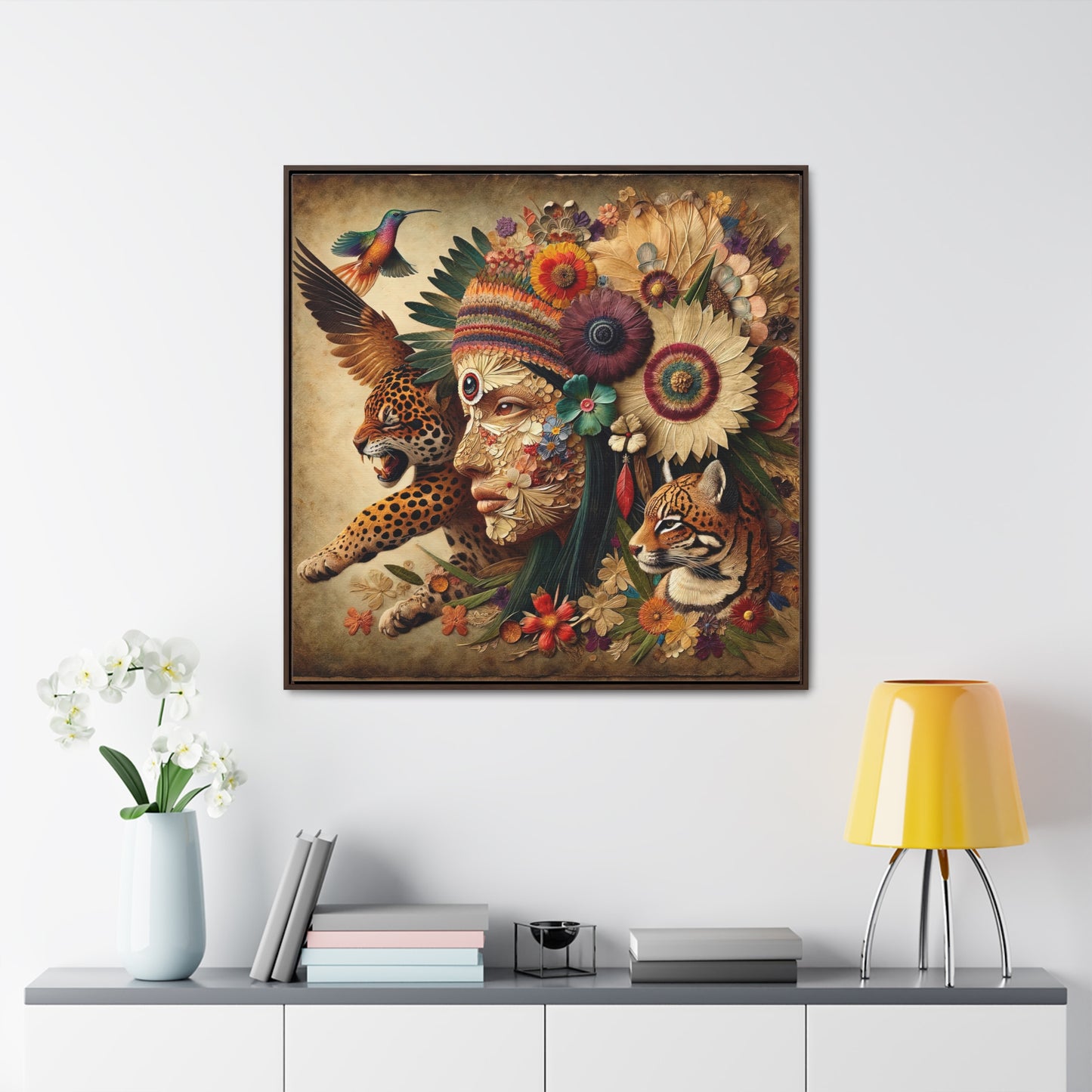 Medicine Woman and Jaguar Spirit-Matte Canvas Wrap