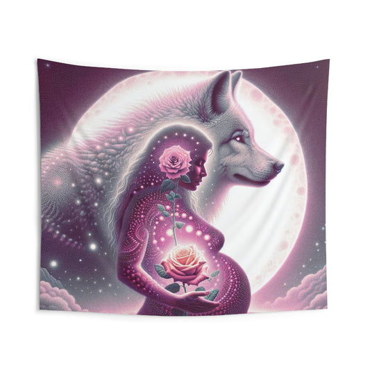Moonlit Wolf & Motherhood -Indoor Tapestry