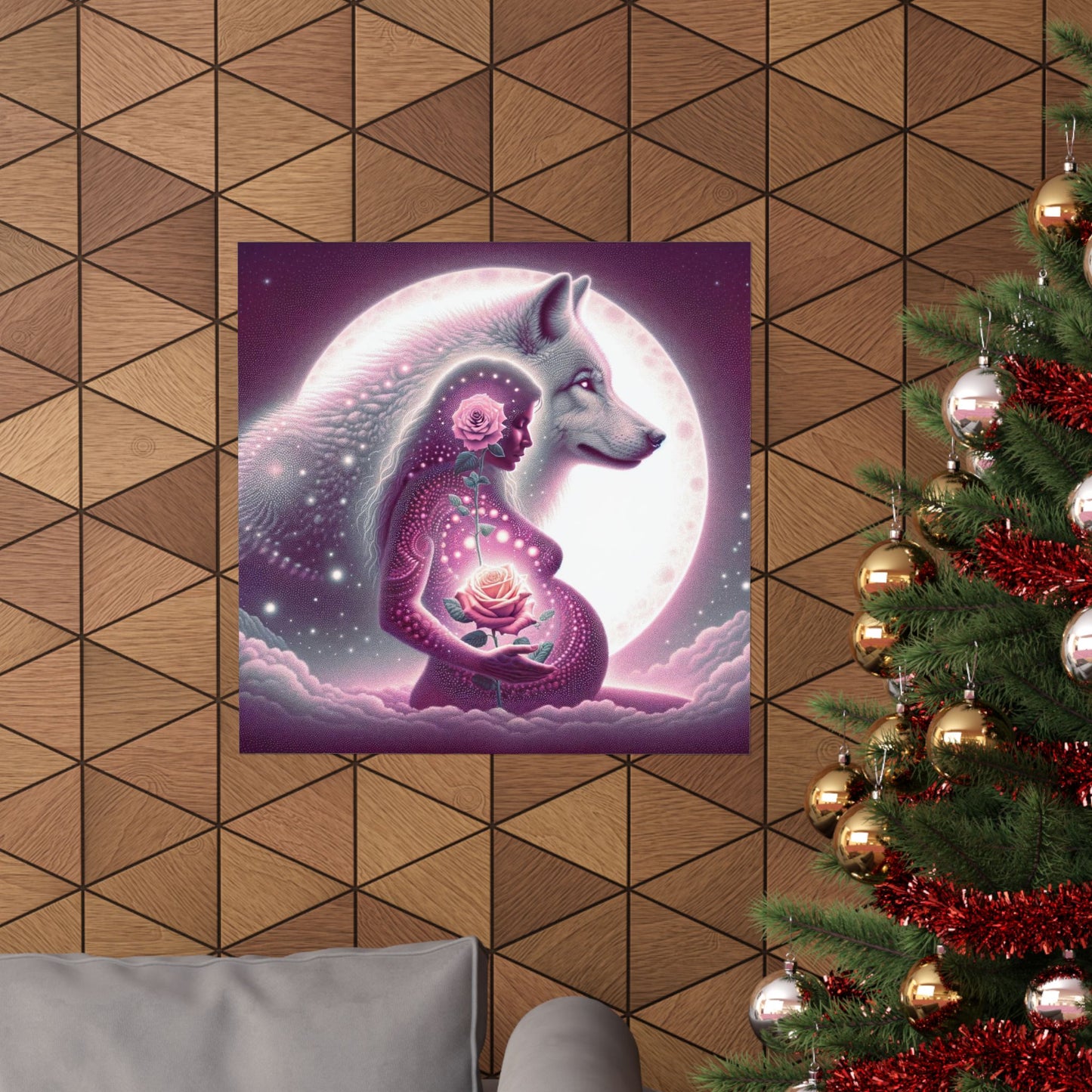 Rose and Moon Wolf-Museum Grade Matte Poster