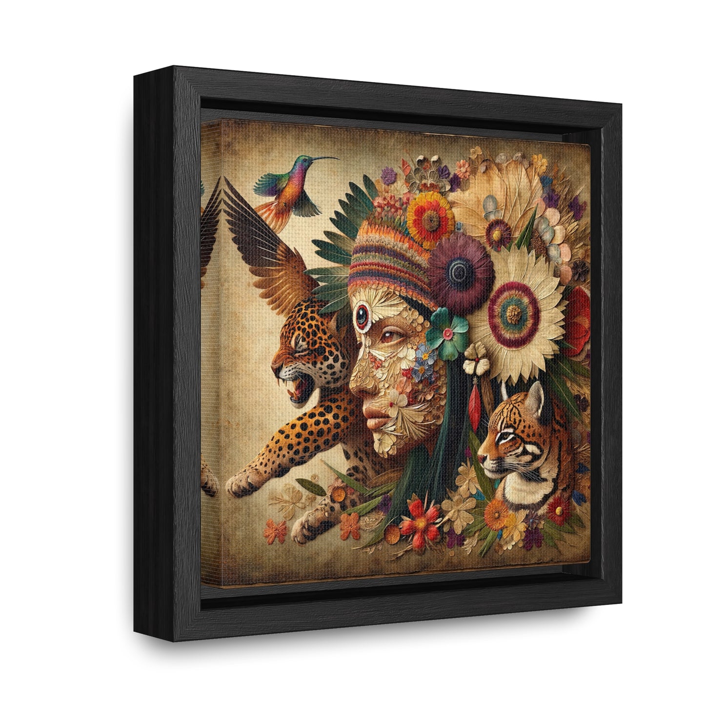 Medicine Woman and Jaguar Spirit-Matte Canvas Wrap