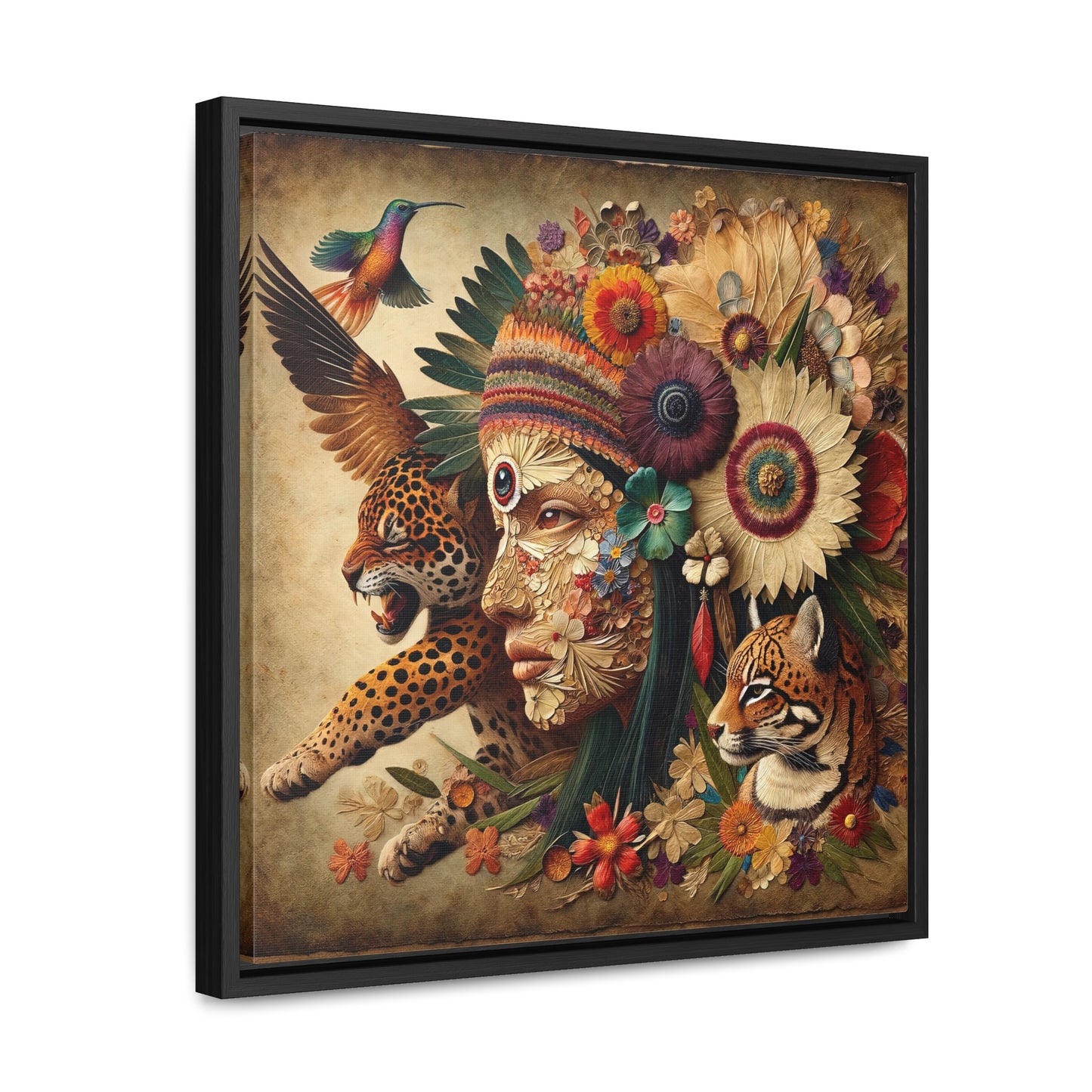 Medicine Woman and Jaguar Spirit-Matte Canvas Wrap