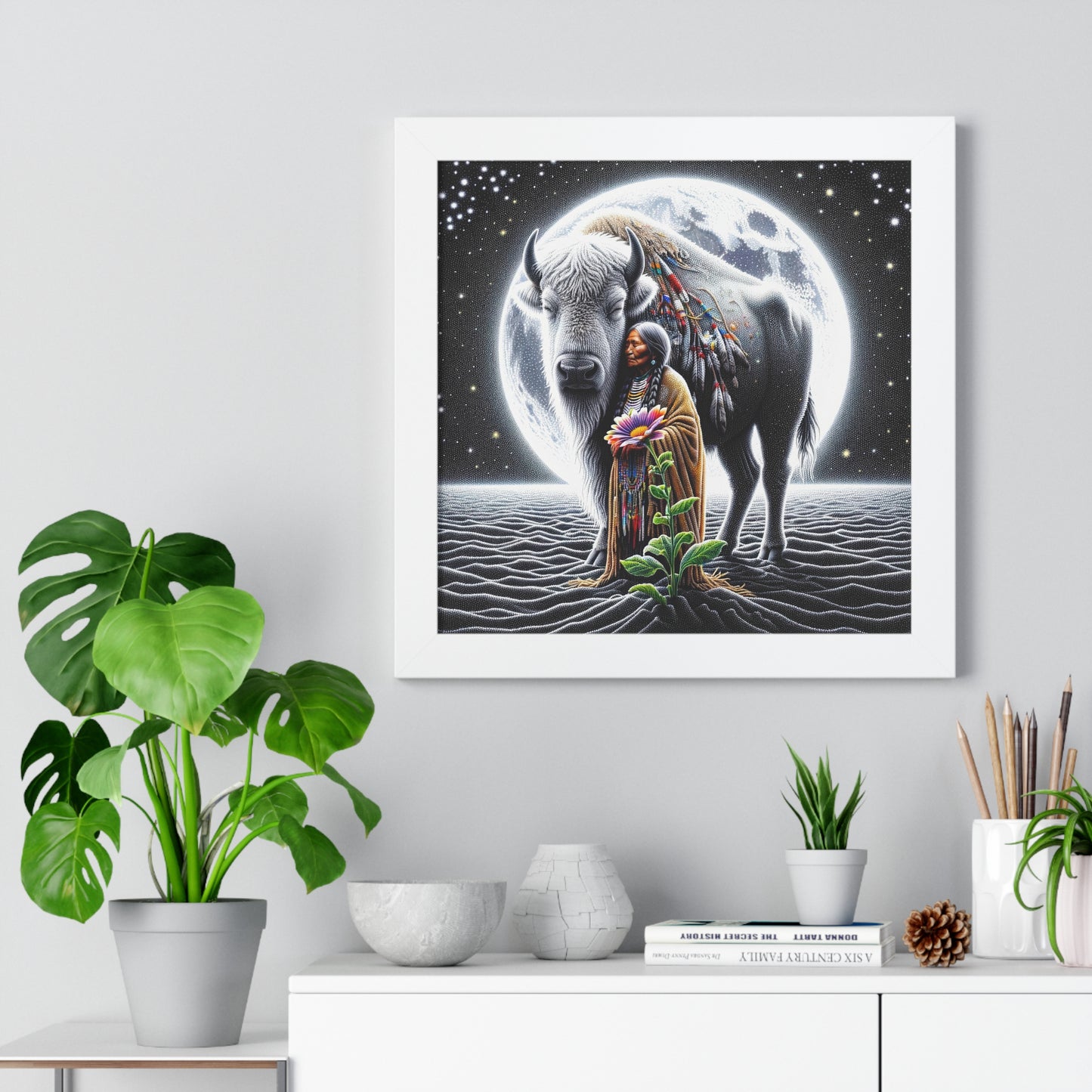 White Buffalo Calf Woman-Matte Framed Poster