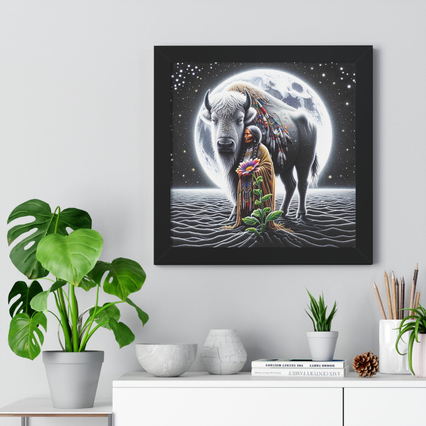 White Buffalo Calf Woman-Matte Framed Poster