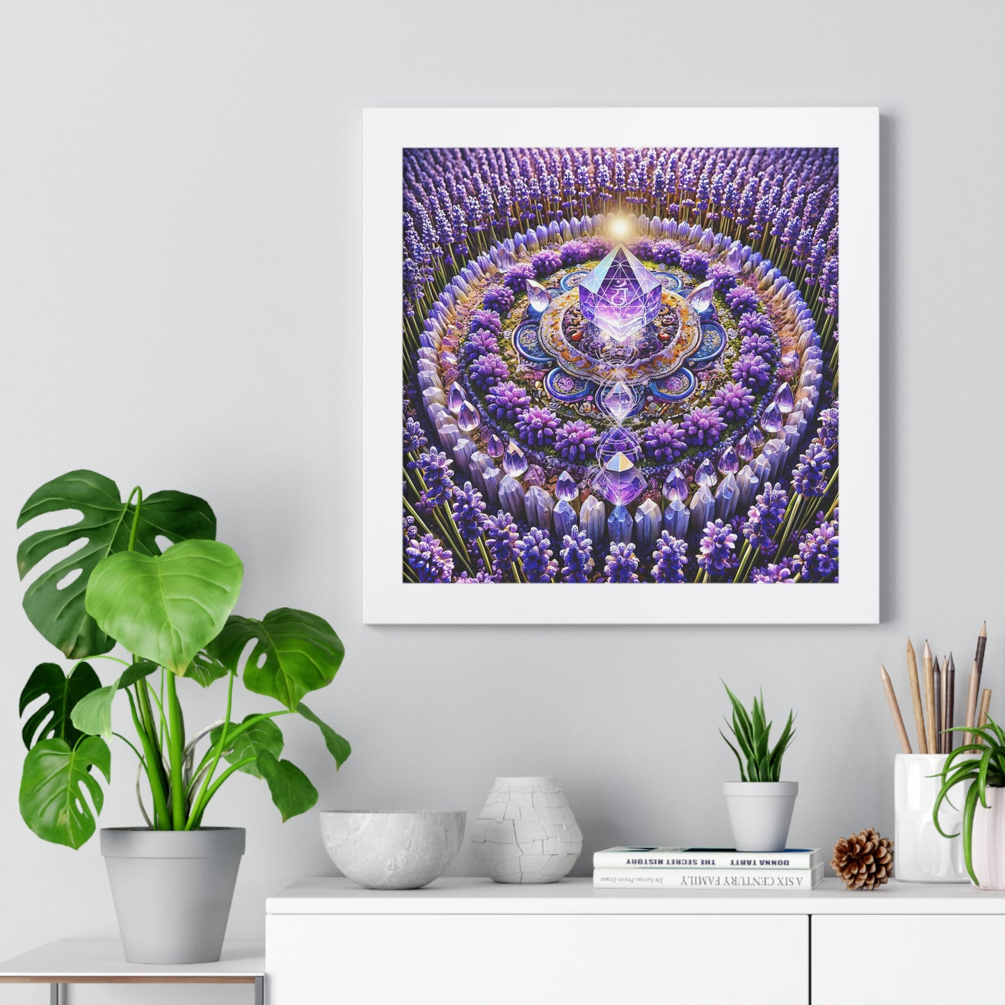 Sacred Violet Flame&Lavender Mandala-Framed Horizontal Poster