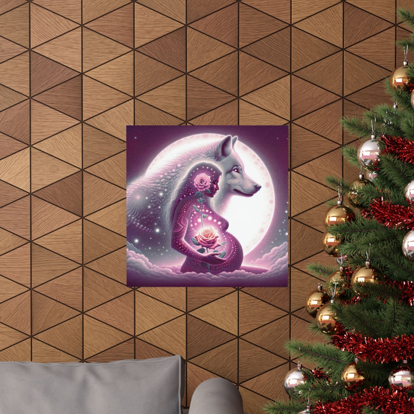 Rose and Moon Wolf-Museum Grade Matte Poster