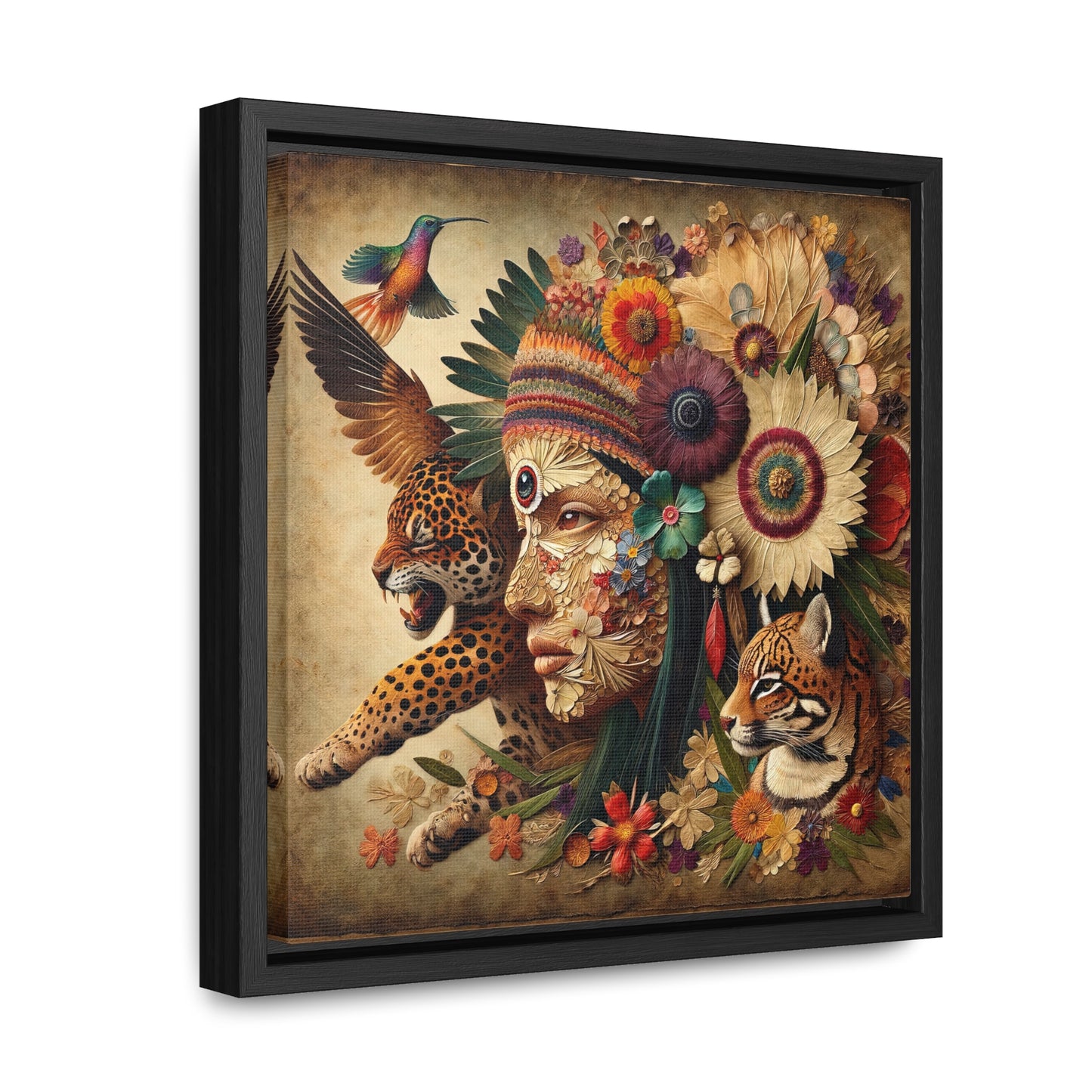 Medicine Woman and Jaguar Spirit-Matte Canvas Wrap