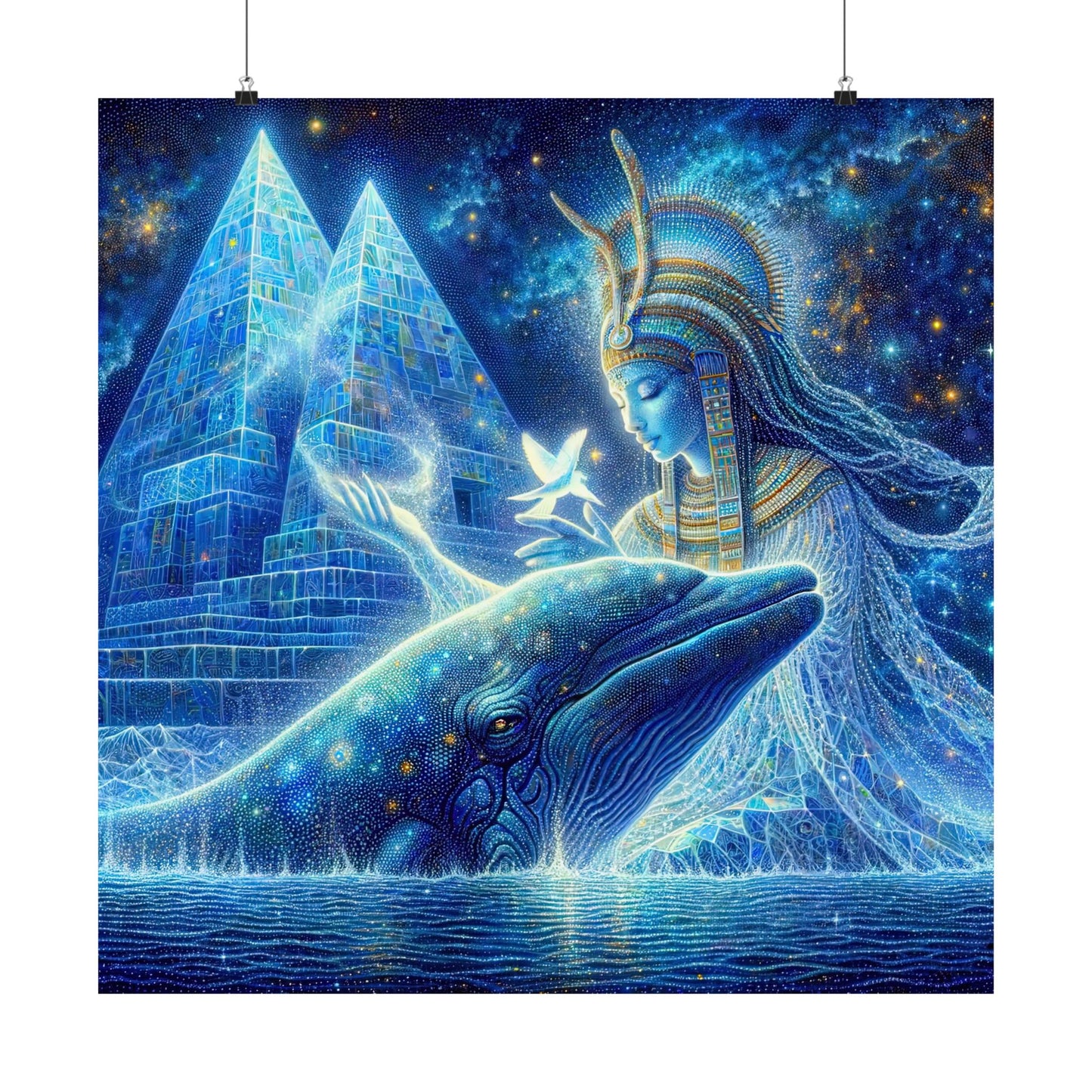 Blue Whale and Goddess of Star-Matte Poster