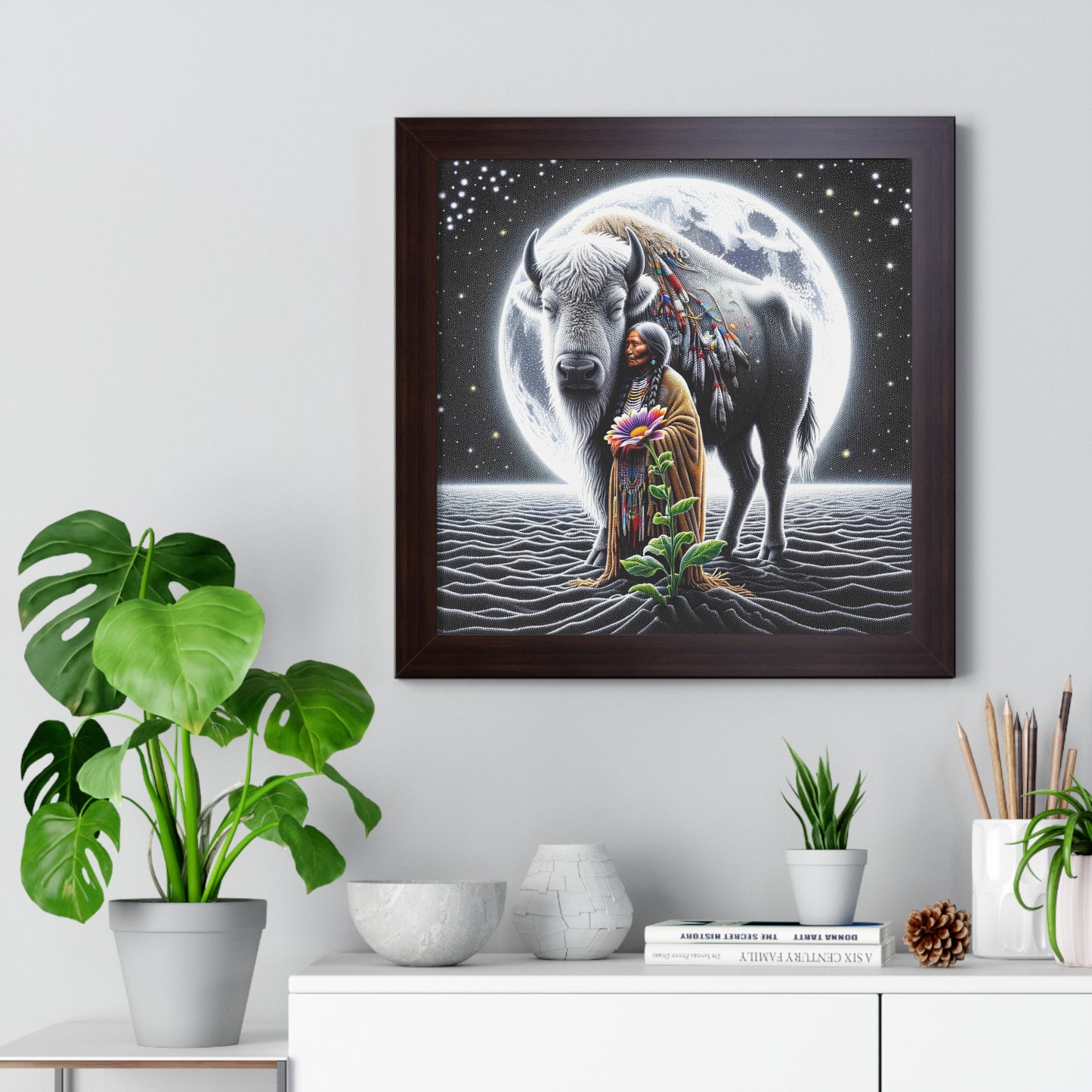 White Buffalo Calf Woman-Matte Framed Poster