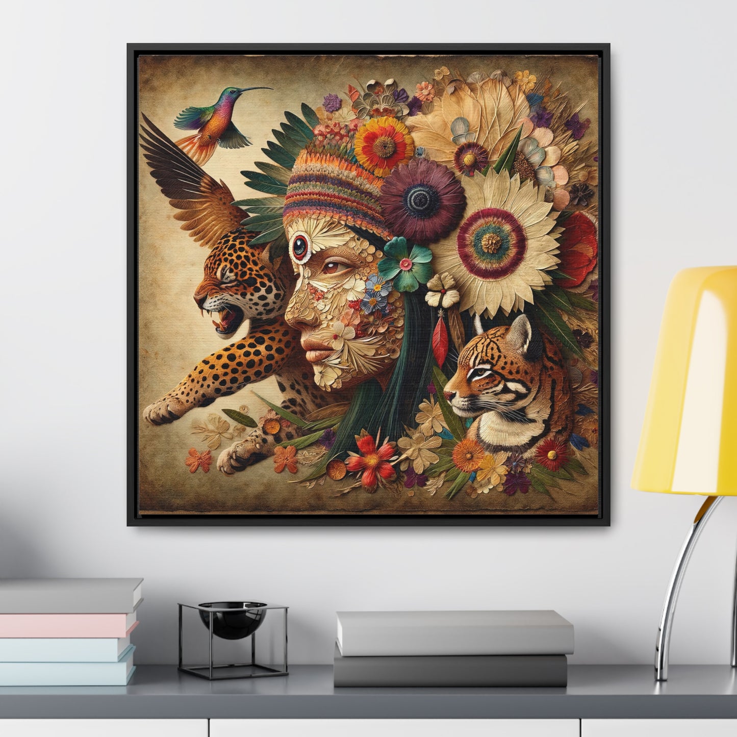 Medicine Woman and Jaguar Spirit-Matte Canvas Wrap