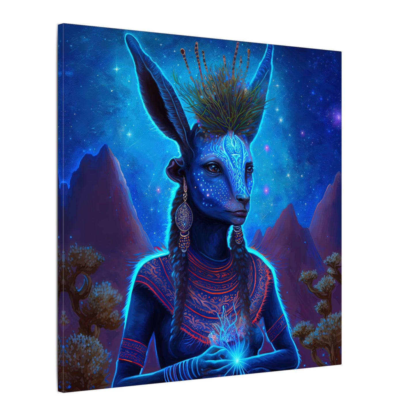 Sacred Blue Deer-Matte Canvas Art
