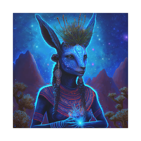 Sacred Blue Deer-Matte Canvas Art