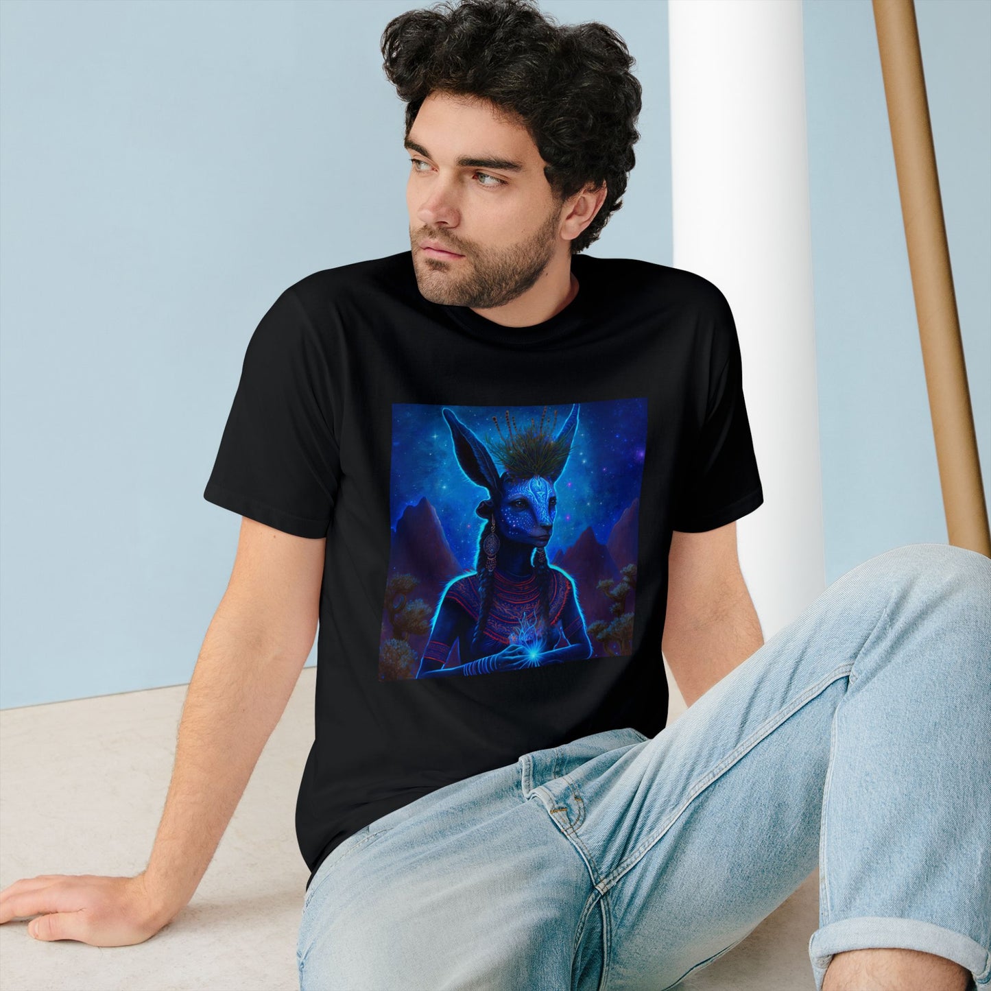Sacred Blue Deer- 100% Organic Cotton T- Shitrs