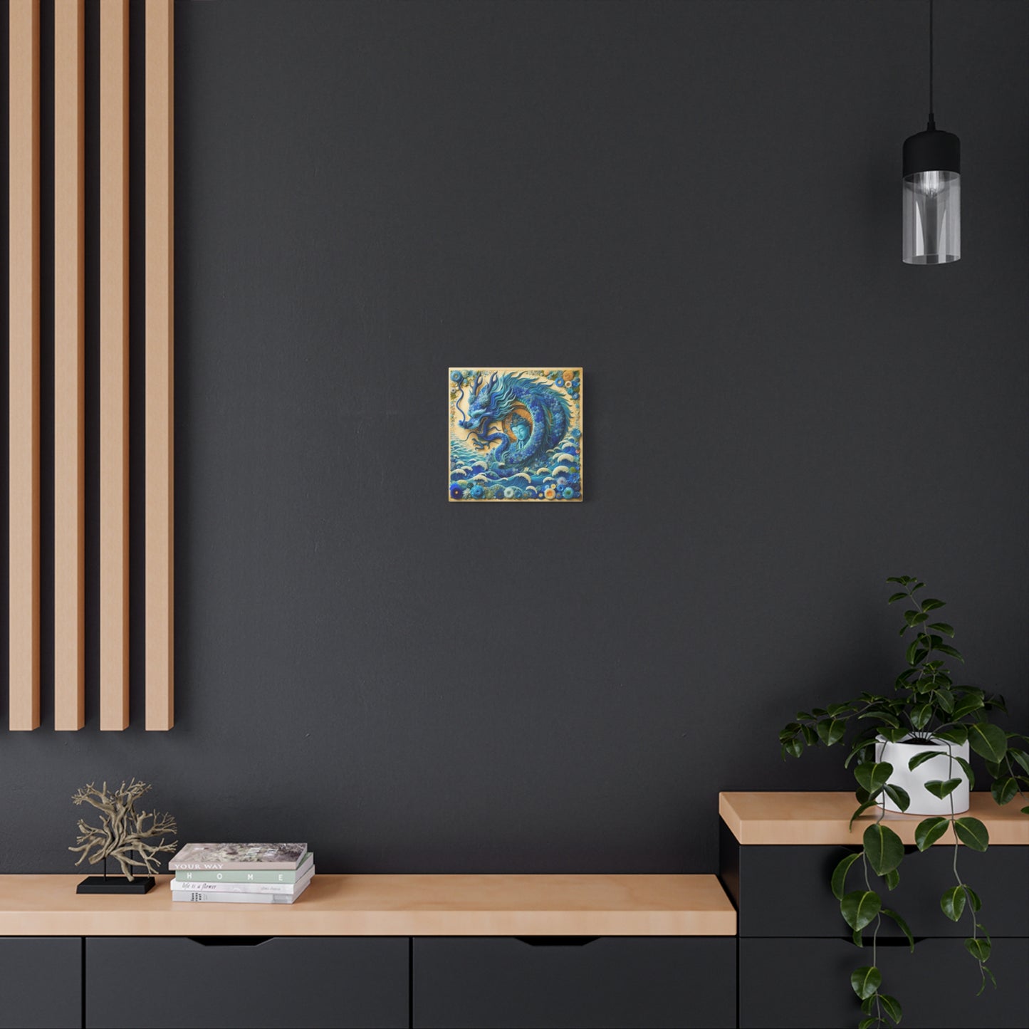 Sacred Blue Dragon and Kuan Yin-Matte Canvas Wall Art