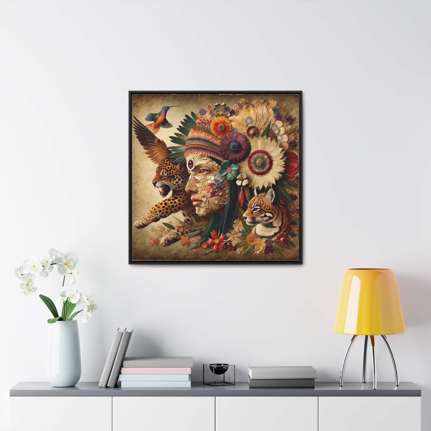 Medicine Woman and Jaguar Spirit-Matte Canvas Wrap