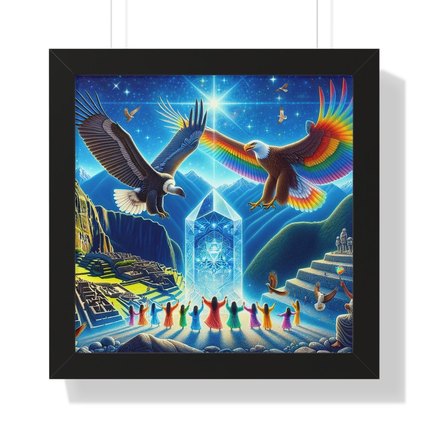 Eagle and Condor Prophecy -Matte Framed Art Print