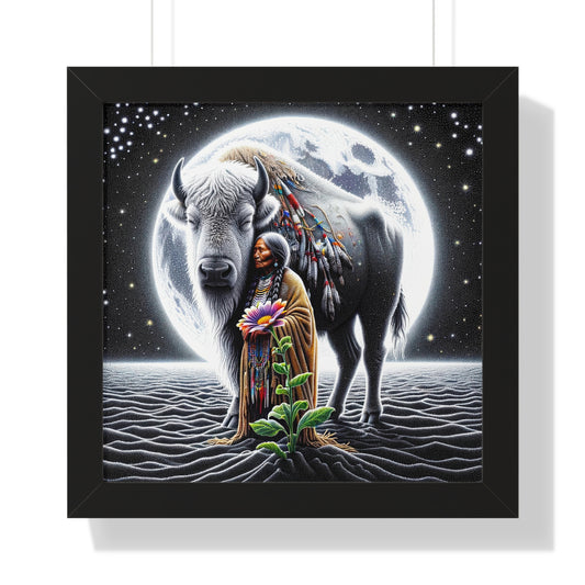 White Buffalo Calf Woman-Matte Framed Poster