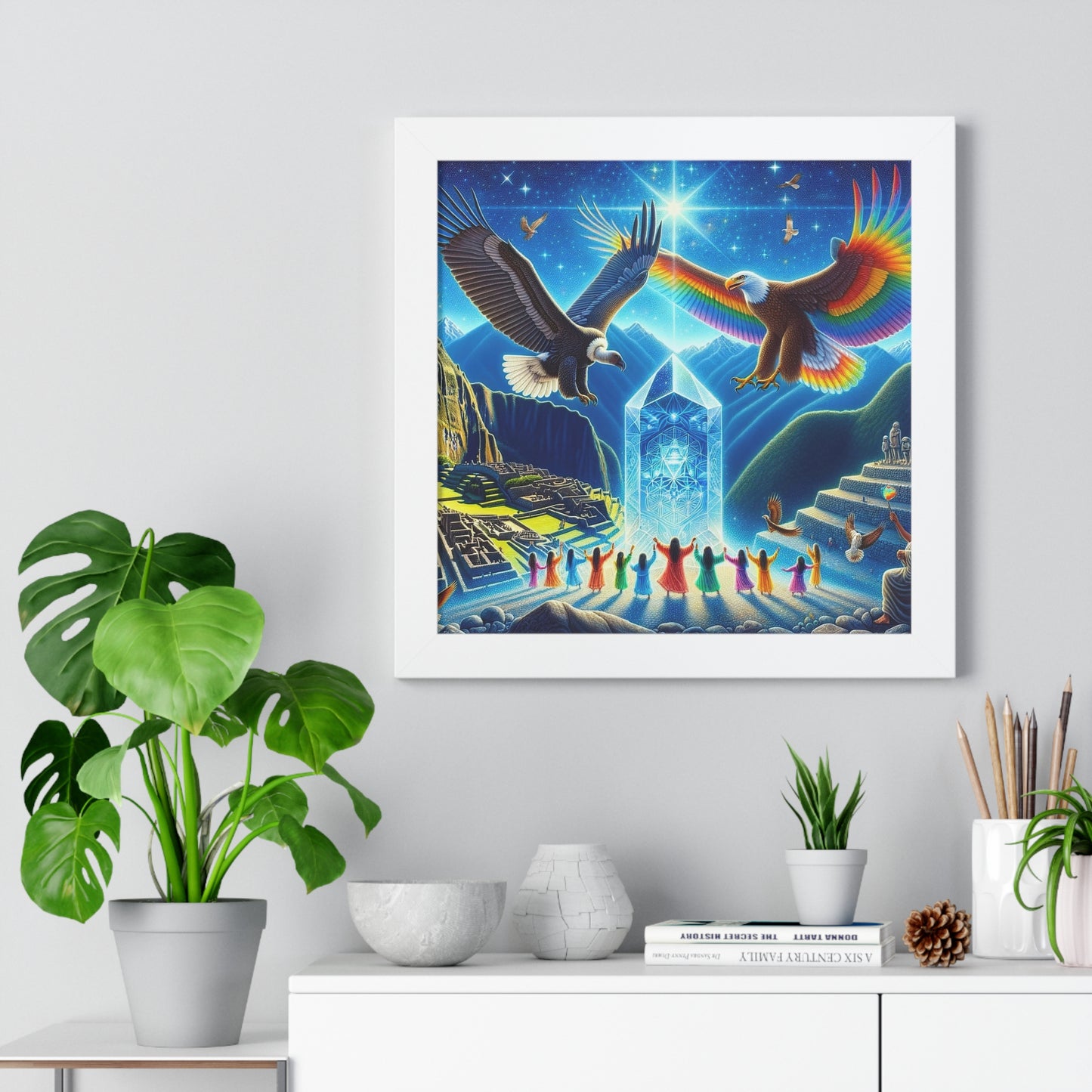 Eagle and Condor Prophecy -Matte Framed Art Print