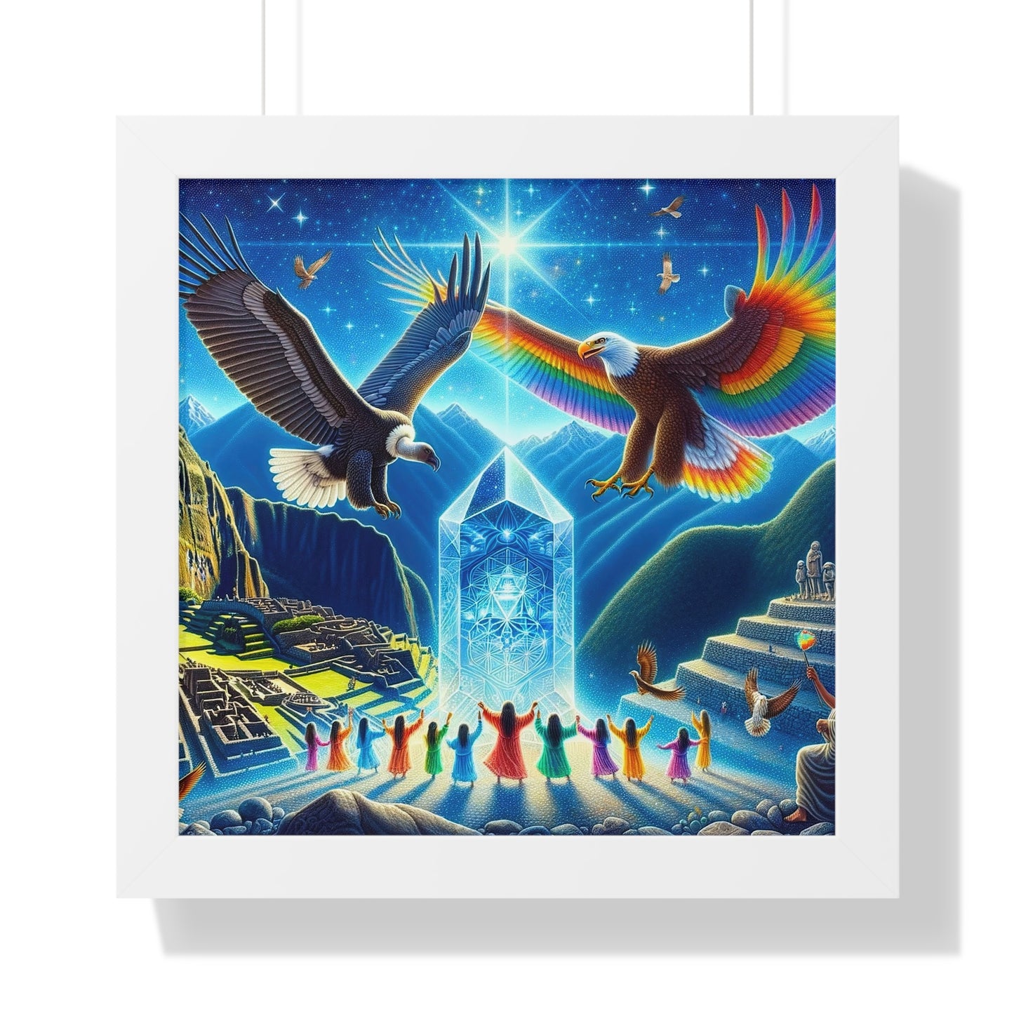 Eagle and Condor Prophecy -Matte Framed Art Print