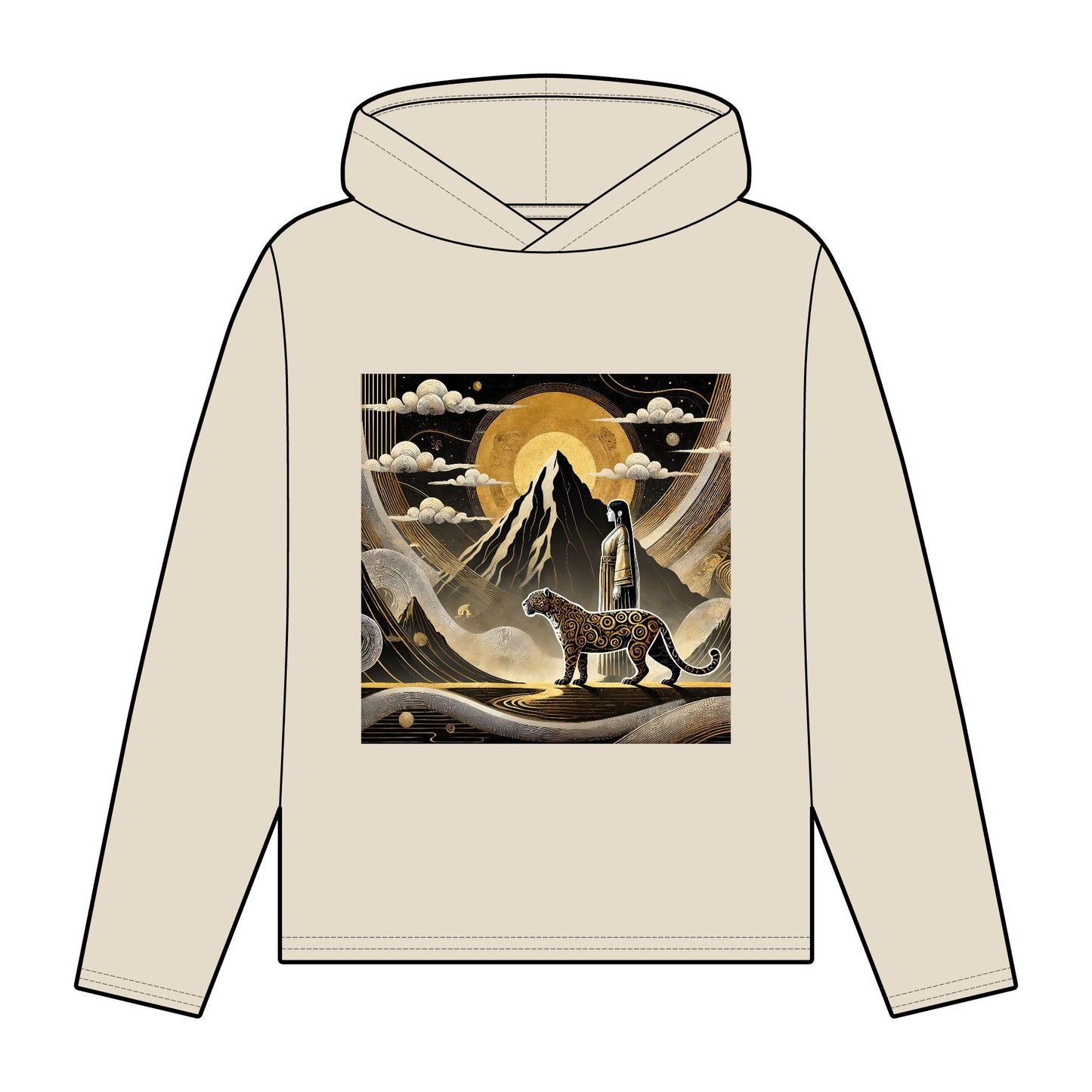 Golden Dream& Jaguar Path-Women's 100% Organic Cotton Relaxed Fit Hoodie