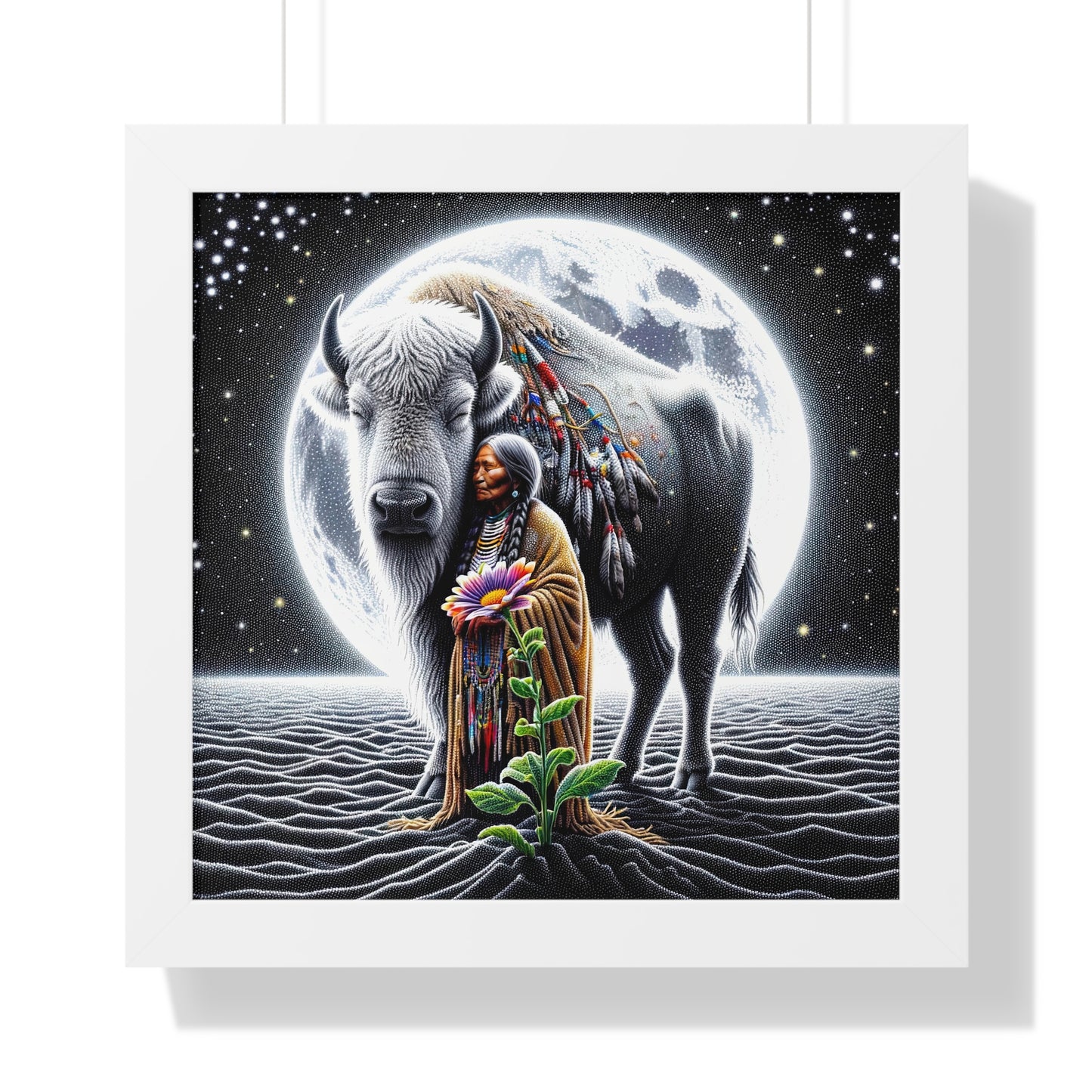 White Buffalo Calf Woman-Matte Framed Poster